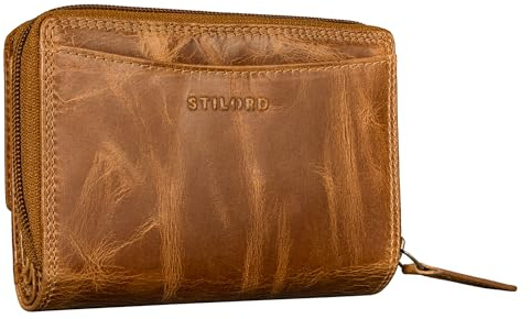 STILORD Jade Damen Geldbörse Leder Groß RFID Blocker Portemonnaie Damen Echtleder Vintage Geldbeutel Frauen Ledergeldbörse mit Reißverschluss Münzfach Farbe:Perugia-braun