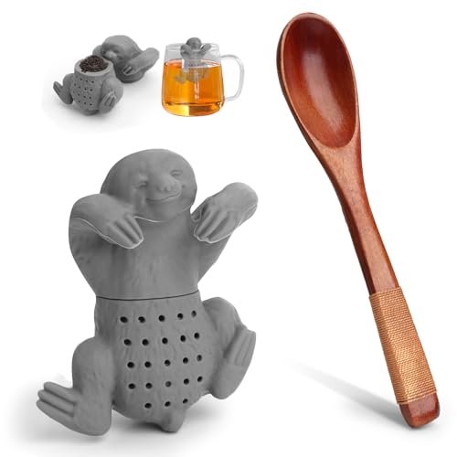 OusSee Teesieb, Diffusorfilter, Faultier-Infuser mit Silikonkugel, Teesieb für losen Tee, Gewürzsieb aus Silikon, 100 % lebensmittelecht, TST-0001