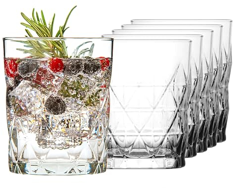 KIAPPO Trinkgläser Set 345 ml - 6 Stück Modern Gläser - Saftgläser - Wassergläser - Sektgläser - Dessertgläser - Spuelmaschinenfest - 102 x 84 mm