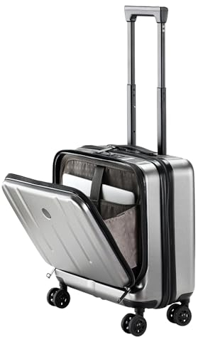 TydeCkare Mallette Bagage à Main de 16 avec 2 Compartiments pour Ordinateur Portable, Gris foncé, 16 inch, Valise