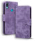 TEDTIKJT Cover per Huawei Y6 (2019) - Custodia Premium in Pelle PU con Portafoglio, Card Slot e Supporto - Gatto Musicale Sakura, Viola