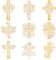 OLYCRAFT 9 Stück 4x4 cm Kreuz-Metallaufkleber Kreuz Mit Blume Selbstklebende Goldaufkleber Glaubensthema Metall-Goldaufkleber Für Sammelalben DIY-Harzhandwerk Telefon-Wasserflaschen-Dekor