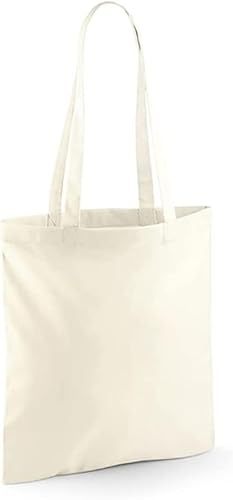 Cotton Tote Bags, Bulk Shopping Bag Cotton Bags, Multipack, 100% Cotton Canvas, Reusable Grocery Cloth Bag, Extra Strong Long Handle Double Stitched Ideal for Printing 5 10 20 pack (1, Natural)