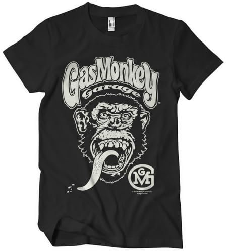 Gas Monkey Garage Licenza Ufficiale Logo T-Shirt da Uomo (Nero), X-Large