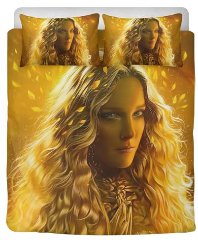 STARSAY Die Ringe der Macht Kinder Bettwäsche 135x200cm,Rings of Power 3D Drucken Mikrofaser Bettwäsche-Sets mit Reißverschluss Bettbezug + 2 Kissenbezug (Galadriel)