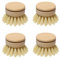 Wooden Washing Brush - 4 Pack Replacement Heads, Natural Bamboo Dish Scrubber
