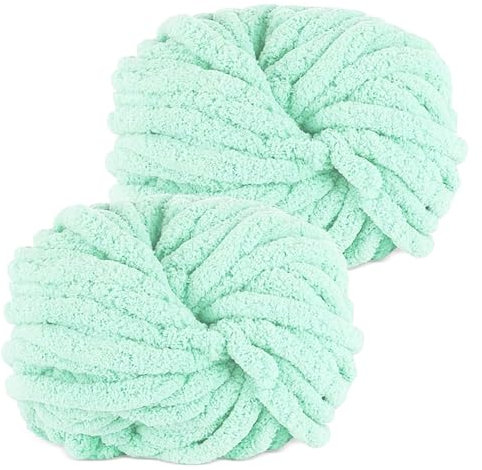 YushengTai Dicke Wolle, 2 Stück 500g Hellgrün Chunky Wolle, Dicke Wolle zum Häkeln Kann zum Stricken von Kissen, Decken, Schals und Mützen Sowie Haustierbetten Verwendet Werden