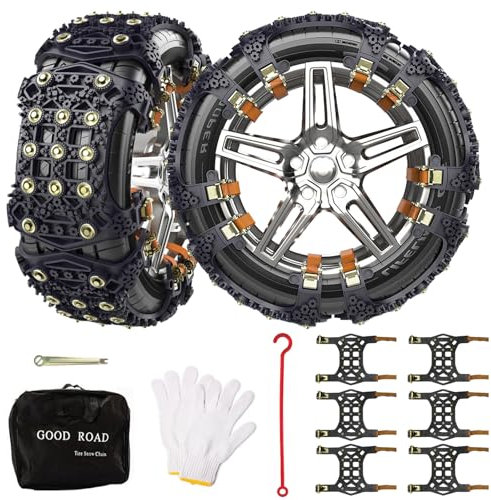 Catene Neve Universali Auto,6 Pezzi Catene da Neve in Metallo,Anti Skid Catene da Neve,catene da neve universali,adatte per pneumatici da165-265mm,Adatte Universale Auto SUV Camion