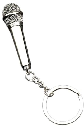FANSWAN Porte-clés avec pendentif en forme de micro - Accessoire élégant pour les amateurs de musique, Argenté