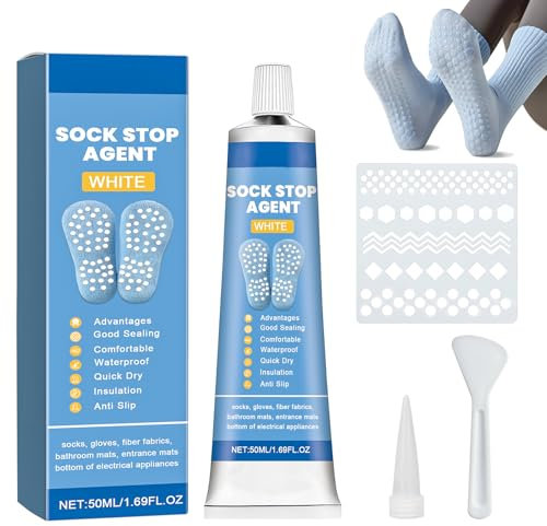 Allony Colle Antidérapante pour Chaussette, Sock Stop, Antidérapant pour Chaussettes, Liquide Antidérapant, Patin Antiderapant Chaussure Convient aux Semelles de Chaussettes, Cintres, Tapis, 50ml