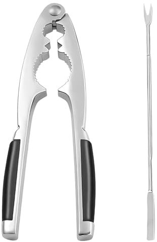 JOYIAL Hochwertiger Nussknacker, Nussknacker Edelstah 2 Stück Set, Walnüsse Nussknacker mit Krabbennadel, Metall Walnussknacker mit Rutschfestem Griff für alle Arten von Nüssen Hummercracker