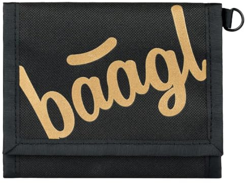 Baagl Geldbeutel Jungen Mädchen - Geldbörse Kinder - Kleines Portemonnaie - Teenager Geldtasche - Kinderportmonee (Logo Gold)