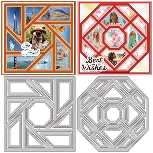 GLOBLELAND Rechteckiger Hintergrund Stanzt Platte für DIY Scrapbooking Kreative Fotorahmen Stanzt aus Metall Dreiecke Stanzt für Kartenherstellung Prägen Fotoalbum Craft Decor