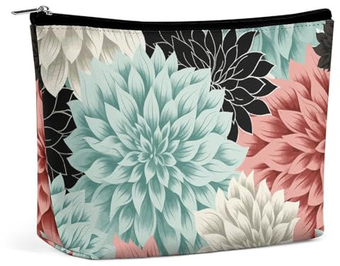 GHBNK Colorful Retro Space Theme Cosmetic Bag Portable Toiletry Bag Travel Makeup Bags Makeup Organizer Lipstick Bags for Women, Dahlia Flower, One Size