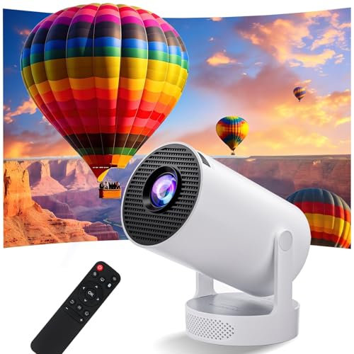 Projector, Portable Mini Projector with WiFi 6 and Bluetooth 5.0, Smart OS 4K 1080P Support, 280 ANSI Lumens, Auto Keystone Video Projector for Bedroom Home Outdoors (White)