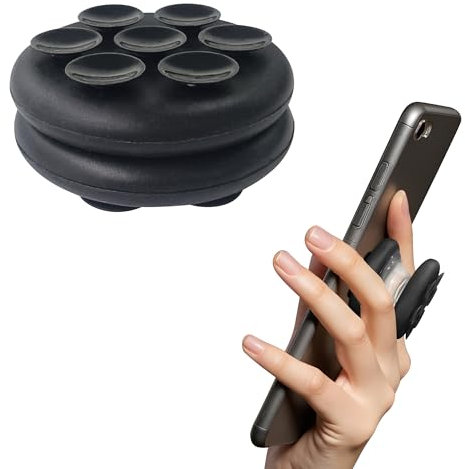 Foldable Suction Cup Phone Holder with Airbag System, Double Sided Mobile Phones Suction Cup Holder with Silicone, Extendable Grip and Stand for Smartphones and Daily Phone Accessories