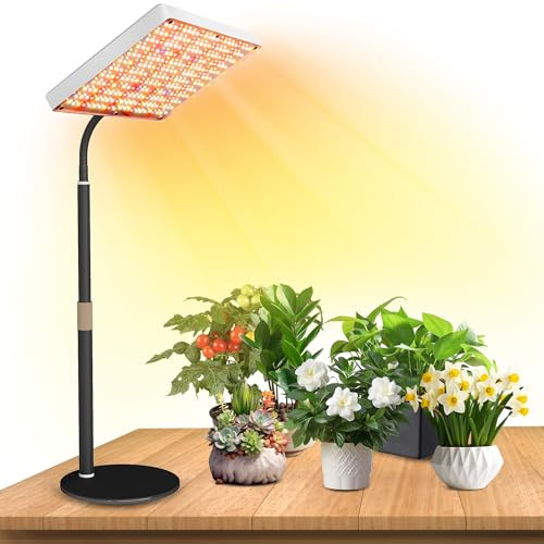 MEKOTRIN Grow Lights for Indoor Plants, 208 LEDs Full Spectrum Plant Light with Timer, Gooseneck & Stand Adjustable Height for Greenhouse, Daisy Chain Function