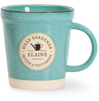 History & Heraldry Personalised Mug - Unique Ceramic Plant-Pot Style Mug – Gift for Gardeners, or Office Decor (Elaine)