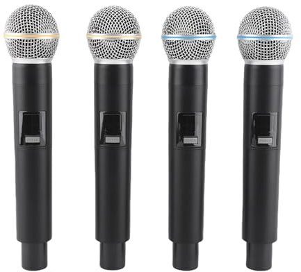 Sxhlseller 4 Microfono Dinamico Wireless, Microfono Wireless 164 piedi. Efficiente Gamma di Karaoke da Registrare