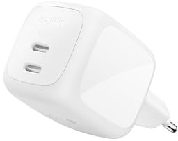 Belkin BoostCharge Pro Chargeur USB C 67 W, Chargeur GaN 2 Ports | Recharge Rapide pour MacBook, iPhone, iPad Pro, Chromebook, Samsung Galaxy, Pixel, etc.- Blanc
