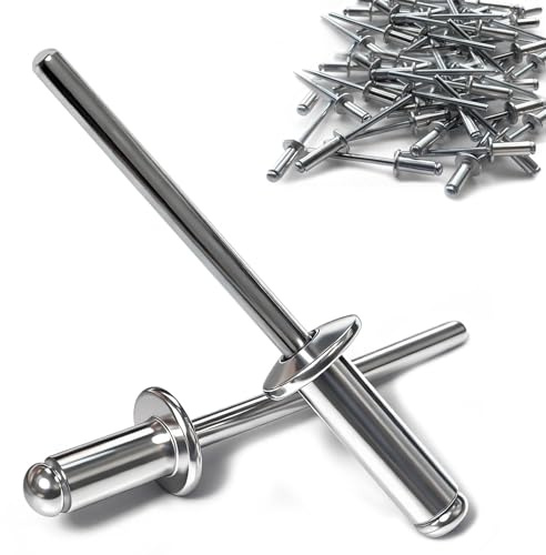 PDKKFF 150 Stück Alu Blindnieten 4x10mm Kuppelkopf Popnieten Silber | 4mm Aluminium Nieten mit Offenem Ende für Metall Kunststoff Holz Möbel Marine Auto Verbindung und Befestigung