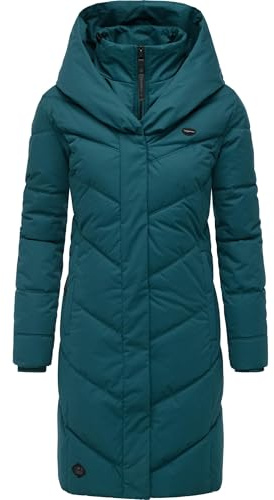 Ragwear Damen Winter-Steppmantel Natalka wasserdicht mit großer Kapuze | Länge: oberschenkellang | Wärmegrad 3 von 3 – warm gefüttert | lang geschnitten | große gefütterte Kapuze