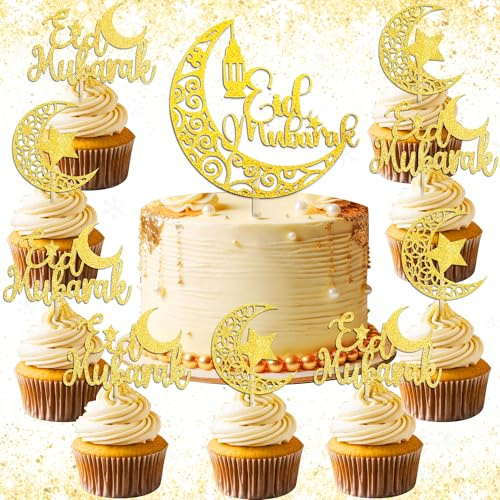 Eid Dekoration Sartikel Mond Sterne Kuchen Cupcake Lebensmitteldeko für Mubarak Dekoration