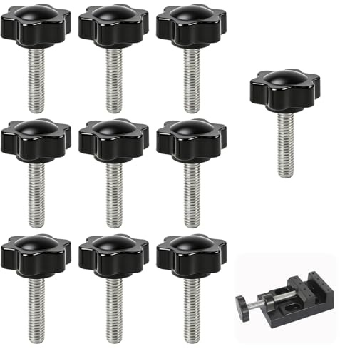 10PCS Vis Moletées M6x25mm à Tête Étoile Plastique Résistant, Boutons de Serrage avec Filetage Métallique pour Machines, Équipements Mécaniques, Industriels, Électroniques et Décoration Meubles 