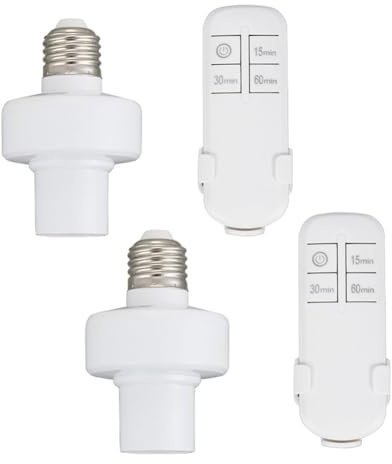 Qomcsrl E26 E27 Lampenfassung mit Fernbedienung, Kabelloses Lichtschalter-Set mit Timer für Dachboden, Garage und Treppenhaus.