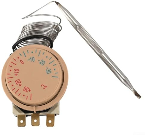 Qualoramall Interruptor mecánico de control de temperatura con termostato para refrigerador con rango ajustable de -30 °C a 30 °C para nevera, almacenamiento en frío, máquina de hielo, estanque de