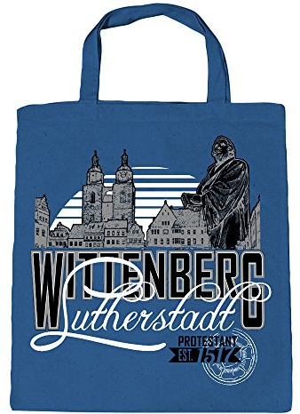 Fan-O-Menal Baumwolltasche mit Print - Wittenberg Lutherstadt - 12645 blau