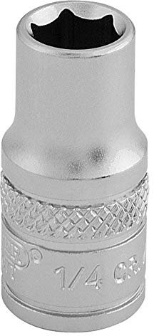 Draper 16519 1/4 Square Drive Micro Satin Chrome Imperial Socket, 1/4 Size , Blue