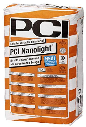 PCI NANOLIGHT Flexmörtel 15 kg zum Verlegen aller keramischen Beläge - hohe Ergiebigkeit - wenig Staub - sehr emissionsarm