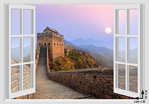 Wandtattoos Fenster - Große chinesische Wand CHINA - 70x100 cm Wandaufkleber 3D Wand Wand