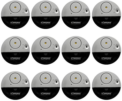 WER Doberman Security Slim Loud 100dB Alarm and Vibration Sensors-Modern & Ultra-Thin Design Compatible with Home, Office, Dorm Room or Even RVs (12-Pack)