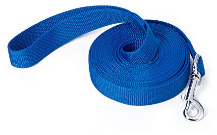Siumouhoi Hundeleine aus starkem und langlebigem Nylon, 2,5 cm breit, Zugseil, 1,8 m, 4,3 m lang, für kleine und mittelgroße Hunde, 15Feet, blau