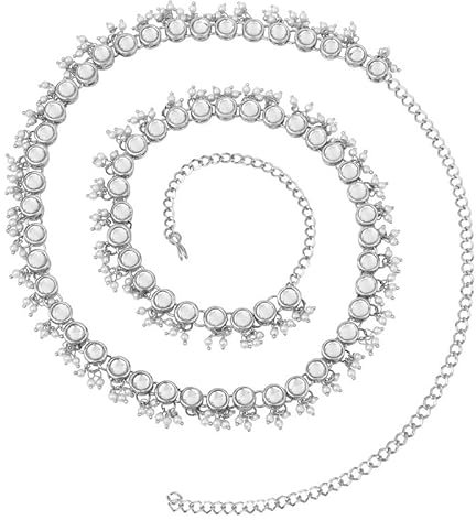 Aheli Indische künstliche Kundan-Taillenkette, Kamarband Kamar Patta, Damen-Bauchkette, Sari, Sari, Gürtel, ethnischer traditioneller Modeschmuck, Standard, Metall, Kein Edelstein