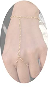 Yheakne Boho Slave Bracelet Ring Link Bracelet Gold Finger Bracelet Chain Thin Minimalist Handlet Bracelet Jewelry for Women and Girls