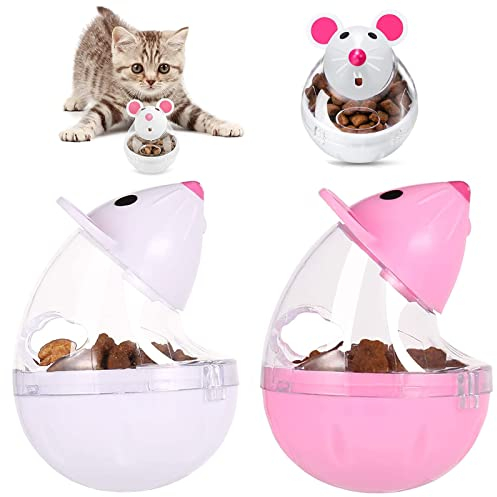 ZRWLZT Boule de Nourriture Interactive pour Chat et Souris - Distributeur Lent, Tumbler pour Chien - Jouet Éducatif pour Animaux 2 Pièces