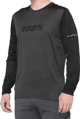 100% MTB WEAR Unisex-Erwachsene Ridecamp Long Sleeve Jersey M T-Shirt, Schwarz/Kohlegrau (Mehrfarbig), M