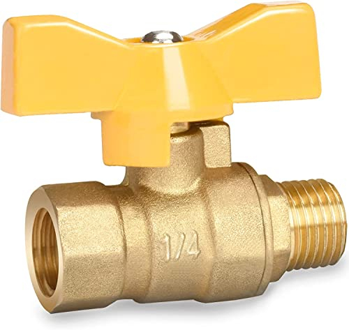 drado Kugelhahn Messing 1/4 Zoll mit Flügelgriff, Kugelhahn 1/4 IG/AG PN16 für Wasserleitungen/Wasserhahn