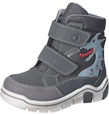 RICOSTA Jungen Winterstiefel GRISU,Kinder Boots,WMS:Weit,lose Einlage,Sympatex,Blinklicht,wasserdicht,Winterboots,warm,Grigio/Carbon (490),31 EU