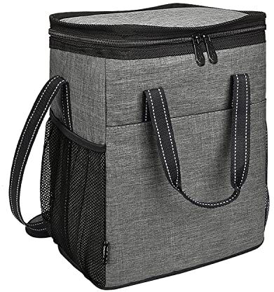 Kato Tirrinia Bolsa para 6 Botellas, Bolsa isotérmica, Bolsa para Vino, portátil, con Correa, para Picnic, Fiesta, Barbacoa, Camping, cata de vinos, Gris, 26 x 16 x 33 cm