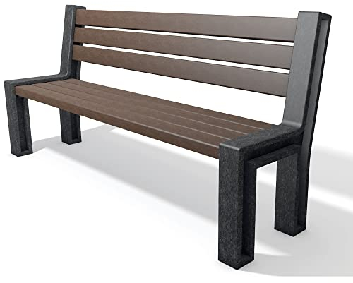 hanit Hyde Park, zweifarbige Gartenbank mit Lehne, wetterfeste Parkbank aus Recycling-Kunststoff (1,65m), Schwarz-braun