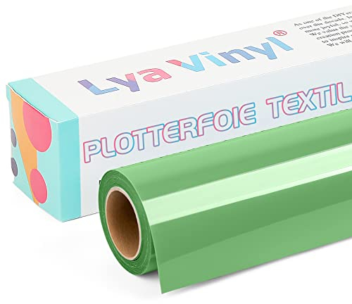 Lya Vinyl Fruchtgrün Plotterfolie Textil, 30.5cm × 3 m Flexfolie Plotter Textil für Cricut und Silhouette Cameo, Grün Textilfolie Plotter für DIY Stoff und Shirt
