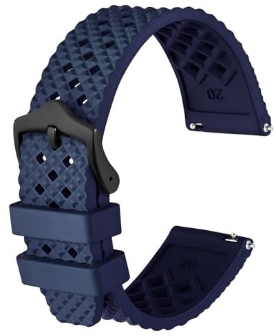 Anbeer Silikon Uhrenarmbänder, Fluorkautschuk Uhrenarmbänder 18mm 20mm 22mm,Schnellverschluss Ersatzarmband für Herren