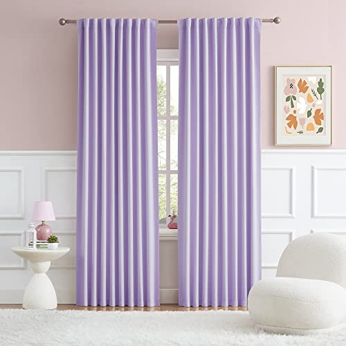 DUALIFE Lavendel-Gardinen, Raumverdunkelungs-Blickdicht-Vorhänge, Stangentasche und Rückseite, wärmeisolierte Vorhänge, 132 x 228 cm, 2 Paneele