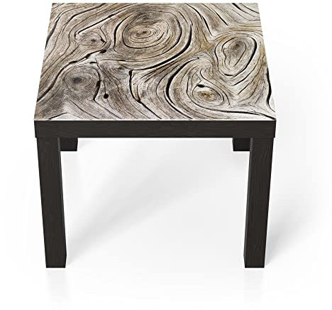 DEQORI Glastisch | schwarz klein 55x55 cm | Motiv Verwittertes Holz | ausgefallener Beistelltisch aus Glas | Hochglanz Couchtisch fürs Wohnzimmer | moderner Couch Tisch mit Design