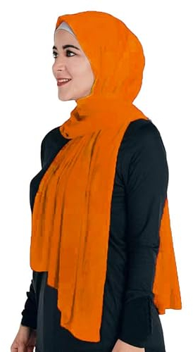 Lina & Lily Maxi Hijab Jersey Premium, Kopftuch Schal Turban für Muslimische Frauen (Orange)