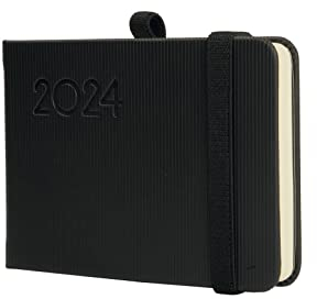Finocam - Kalender 2024 Minimal Textur Wochenansicht Vertikal Januar 2024 - Dezember 2024 (12 Monate) Schwarz Katalanisch